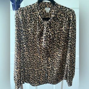 J.Crew Long-sleeve Button-up Animal Print Blouse